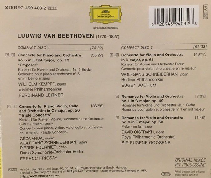 CD: Beethoven - The Complete Concertos - Vol. 2 – Usato da Grüningen venduto da azulblanco 1