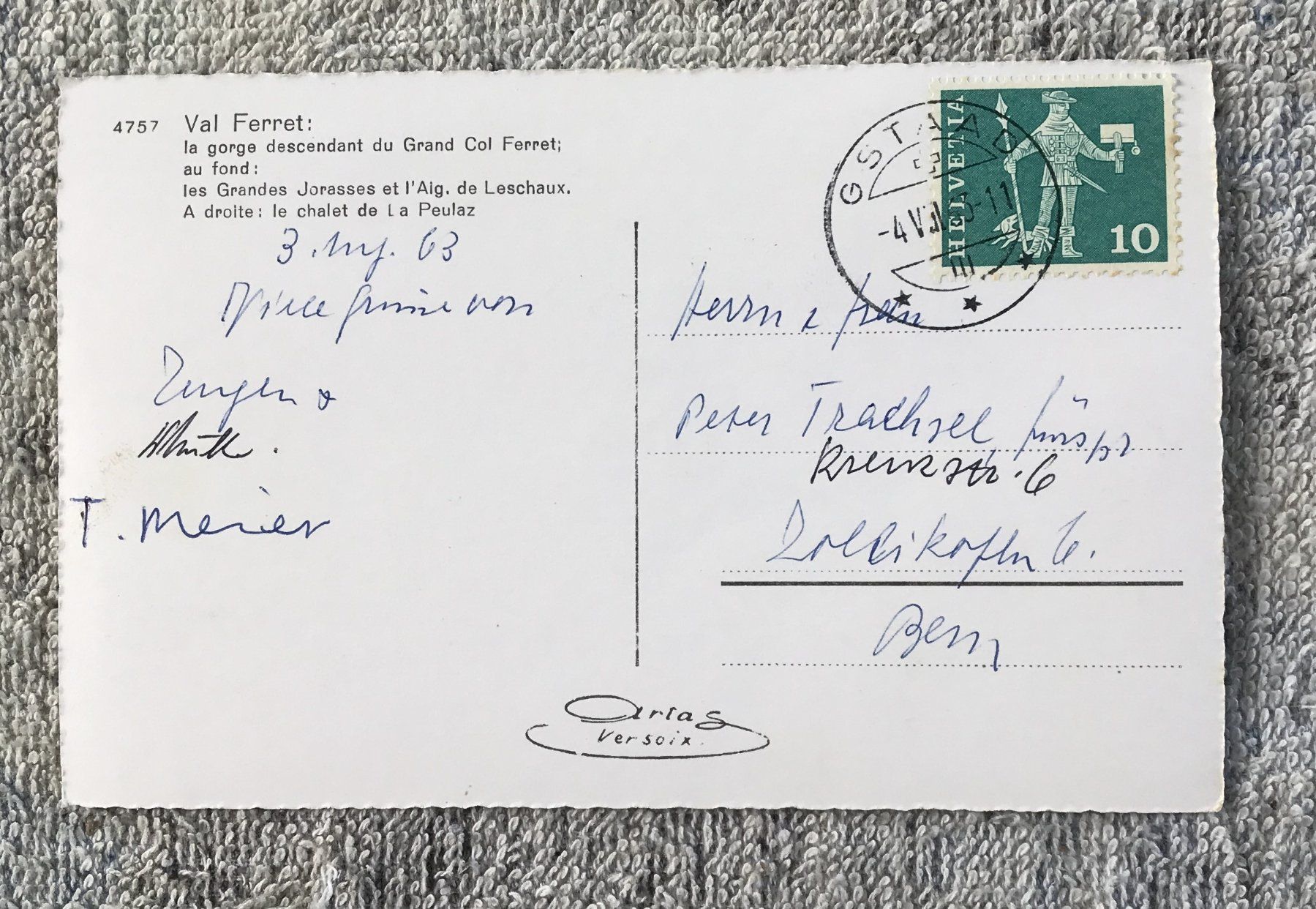 Cartoline postali: ANSICHTSKARTE VAL FERRAT – Usato da Ostermundigen venduto da wini63 1