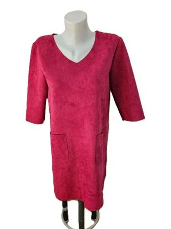 Kleid ca. Gr. S / M AN'GE Rot vorne Wildleder-Look