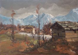Lötschental im Vorfrühling, signiert