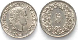 EIDGENOSSENSCHAFT 5 Rappen 1941 Nickel ERHALTUNG! unz