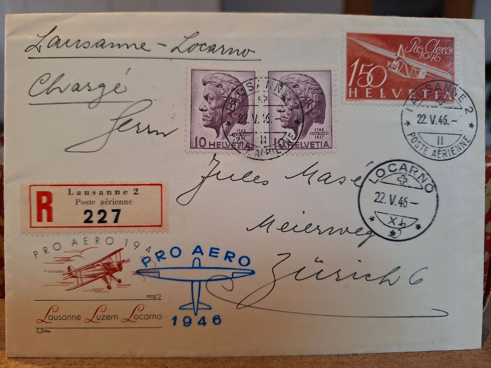Tutti i francobolli: Pro Aero 1946 F41 – Usato da Balgach venduto da SIMEON27