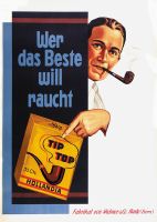 Tip Top Tabak Werbung, Plakat von 1938, Vintage