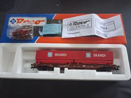 Roco HO Tiefladewagen mit 2 Skandi Containern