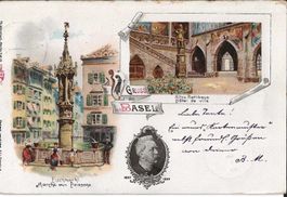 Karte Basel (Fischmarkt u. altes Rathaus 1898)