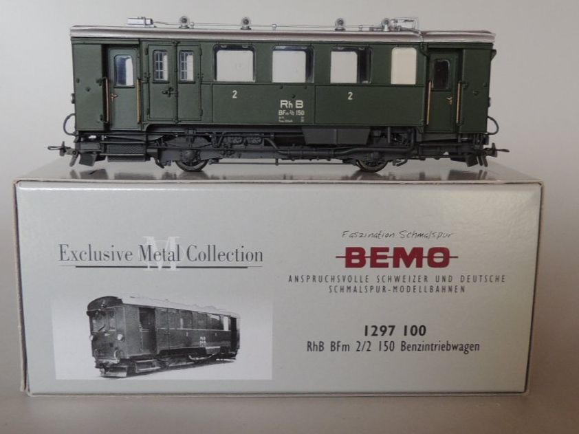 Bemo Modellini di ferrovie: BEMO RhB Benzintriebwagen BFm 2/2 150 – Nuovo e nell'imballaggio originale da Igis venduto da Lazio16