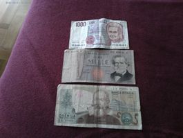 Italienische Banknoten Lira 1000 und 2000 (NOSTALGIE)