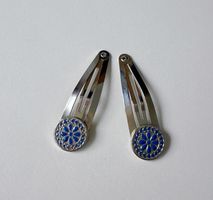 Neu! Haarschmuck Haarspange Set Silber mit blauen Blümchen