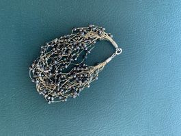 Mehrreihiges Armband Schwarz Glitzer