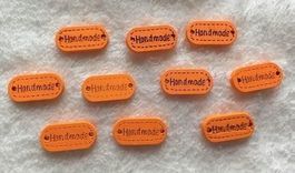 10 Handmade orange Knöpfe Aufnäher Holz Näh Knopf annäher