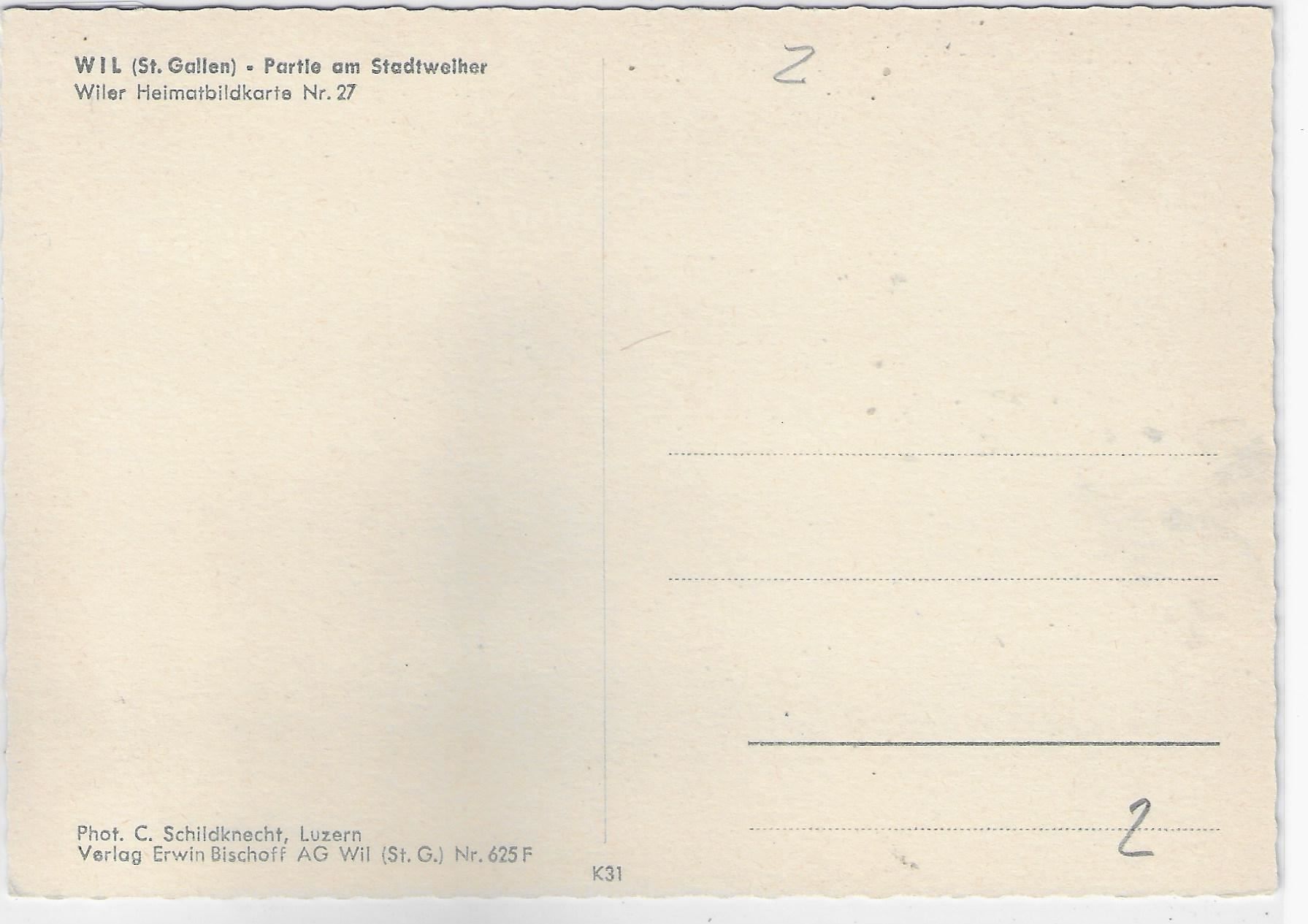 Cartoline postali: Wil SG - Partie am Stadtweiher – Usato da Ettingen venduto da Kartenplanet 1