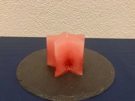 Sternen-Kerze, ca. 9x9x8 cm, rot/rosa metallic, 260g