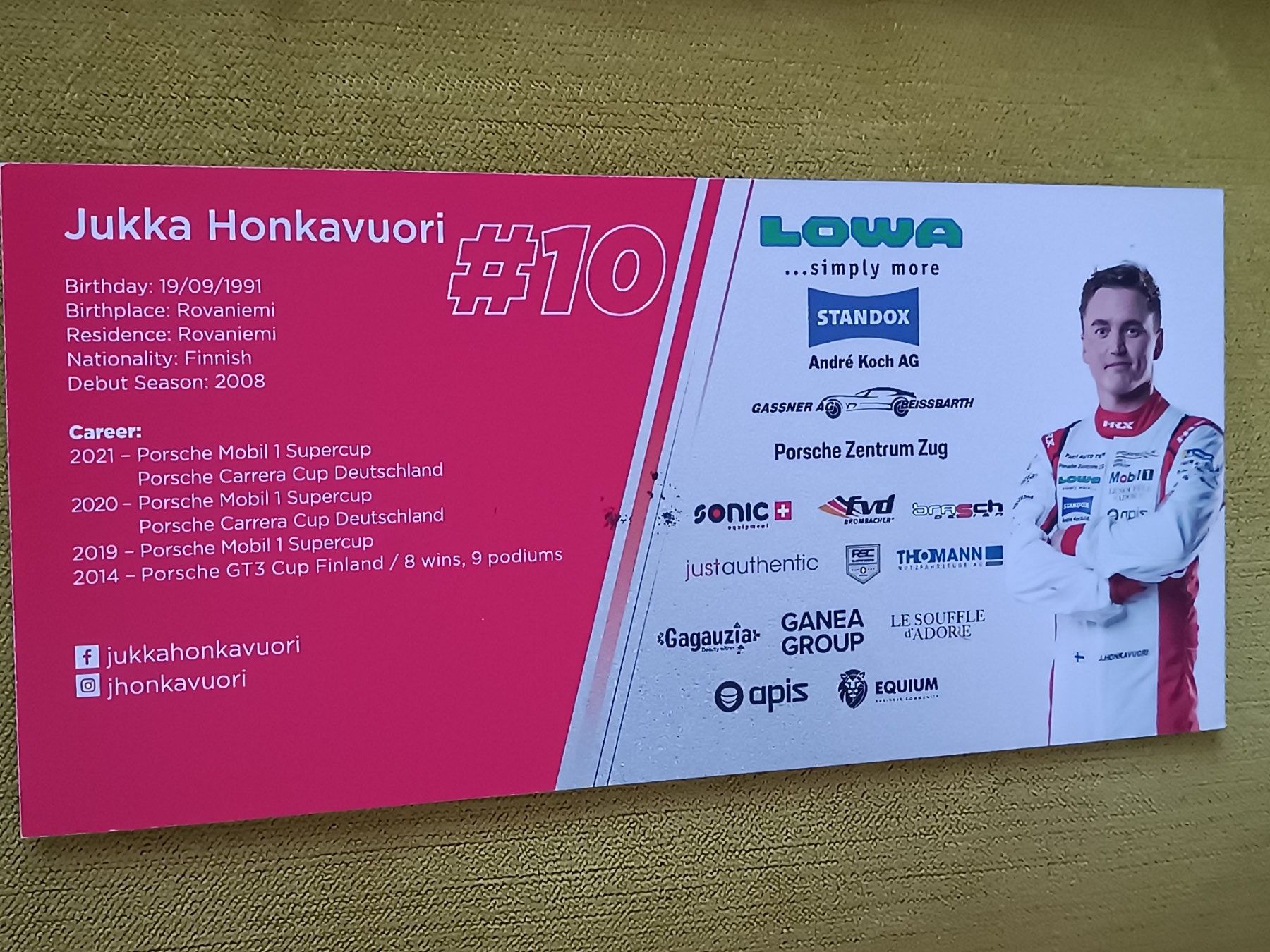 Autografi: Jukka Honkavuori - Porsche - handsigniert – Usato da Menziken venduto da Autogramme 1