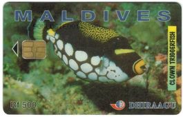 Telefonkarte Malediven Clown Triggerfish