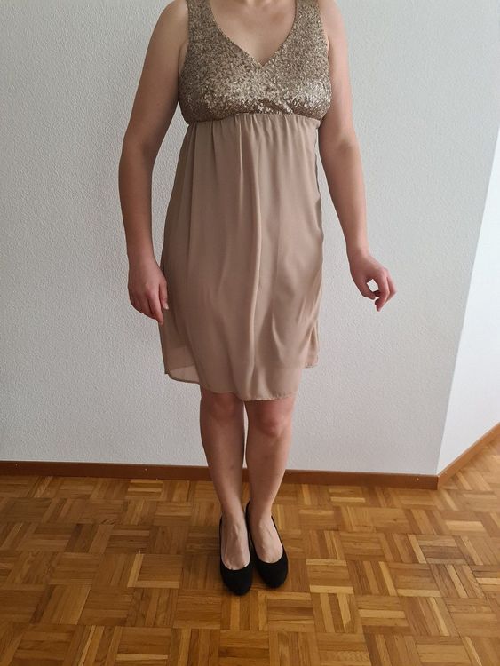 abendkleid beige kurz