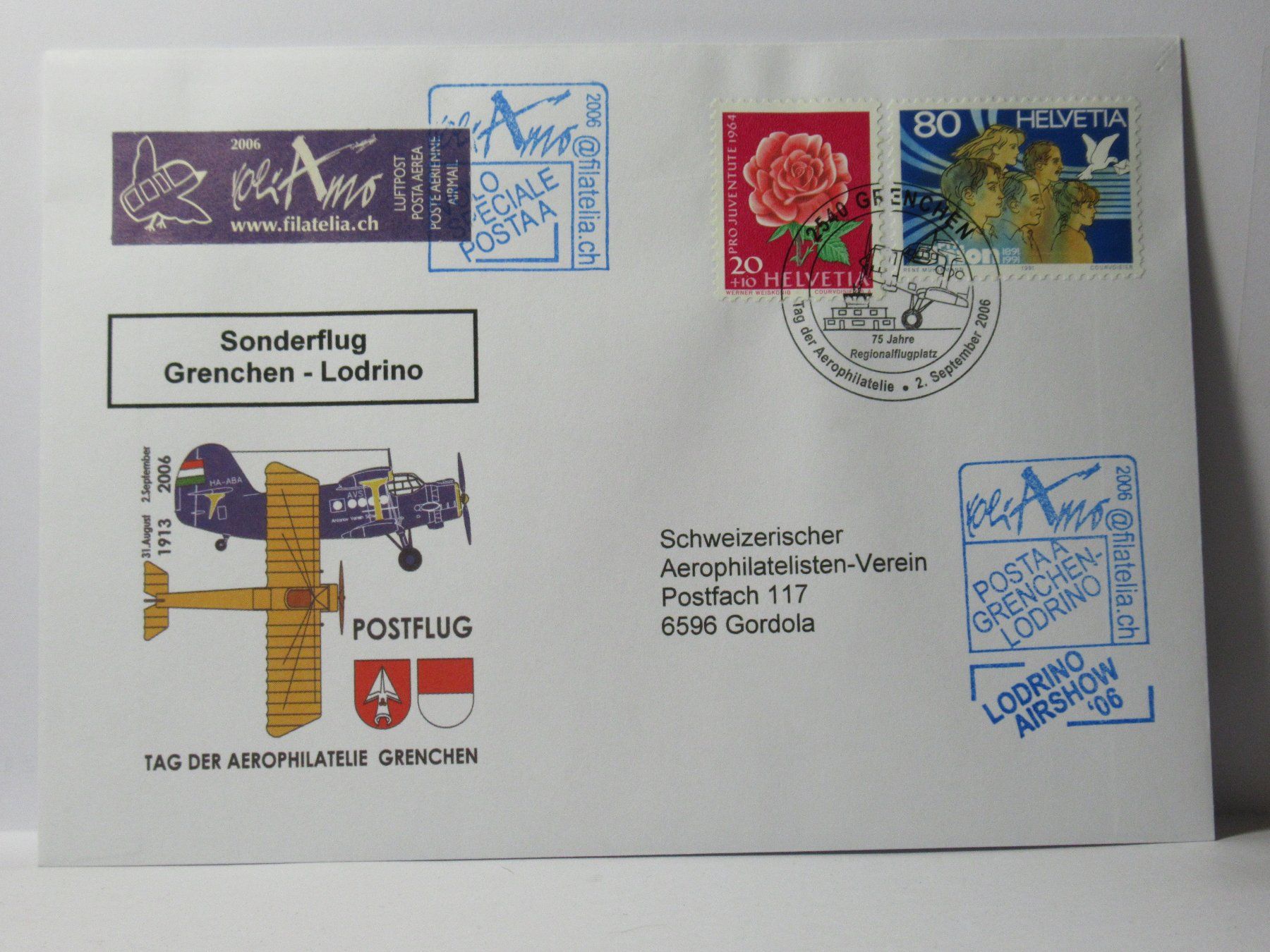 Tous les timbres: Brief , Sonderflug  Grenchen - Lodrino 2006 – Neuf (Voir description) à Grenchen par Bluemchen1900