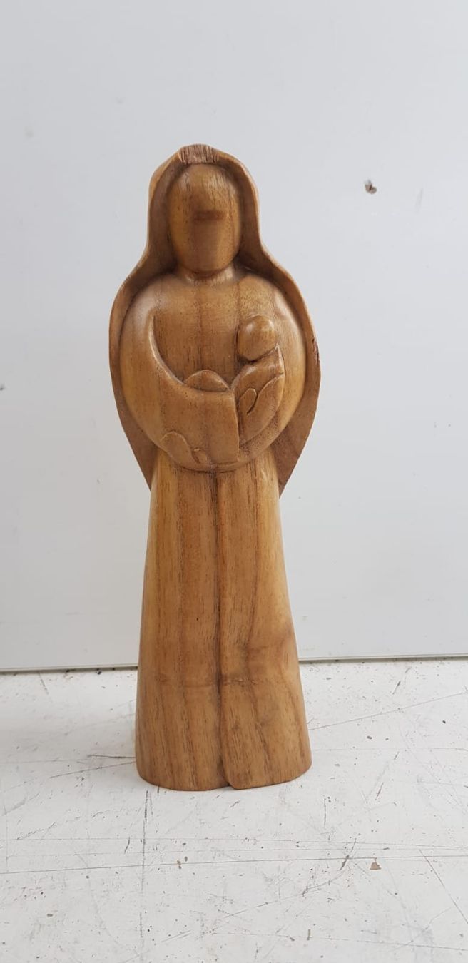 Statuette: Madonna mit Jesus Holz geschnitzt – Usato da Flums venduto da Flumsantik