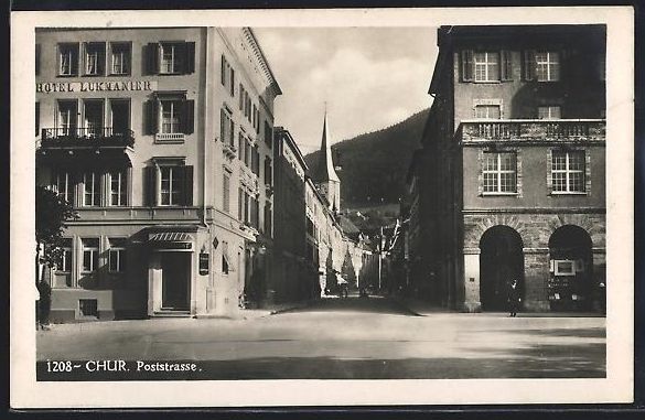 Cartoline postali: Chur, Hotel Lukmanier in der Poststrasse – Usato da Berlin venduto da bartko-reher