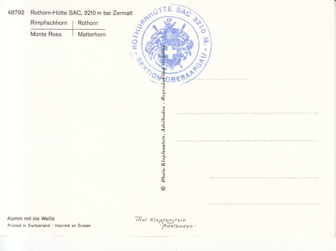 Cartoline postali: Rothorn Hütte ca. 1970 – Usato da Bürglen TG venduto da StampGraf 1