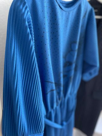 Robe vintage bleu électrique à motif floral - Taille 44/46