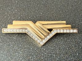 ✨Vintage Goldfarbene Brosche mit Strasssteinen