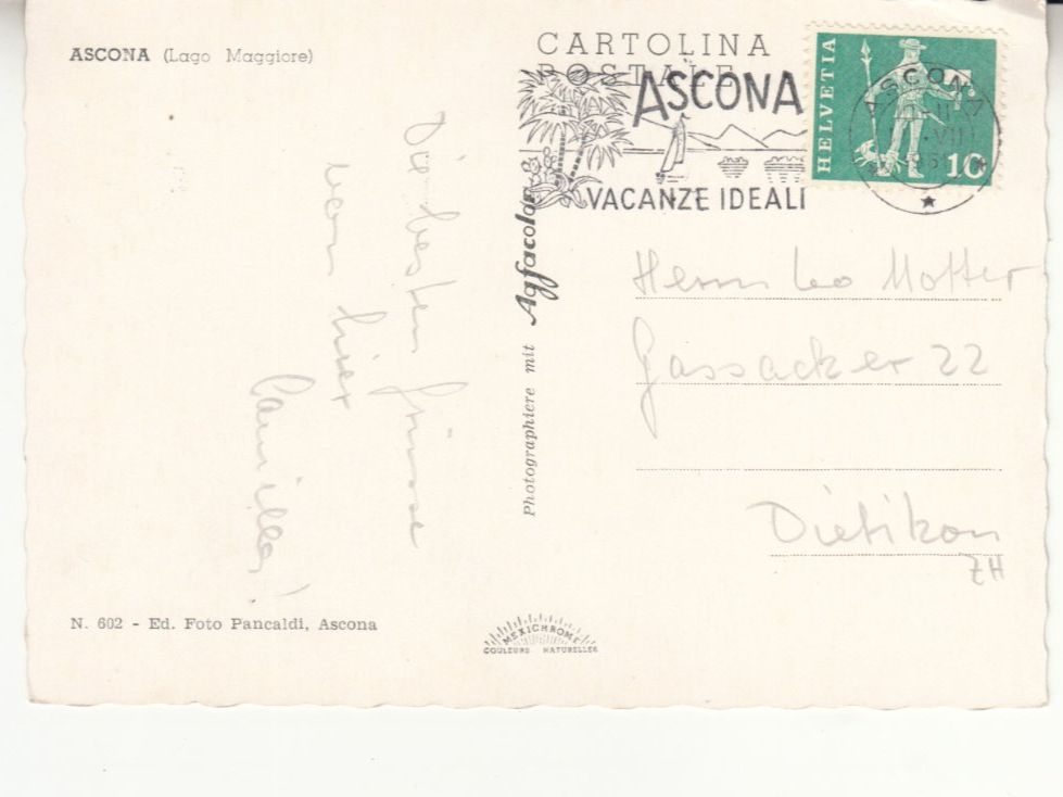 Ansichtskarten: Ascona 1961 – Gebraucht aus Bürglen TG von StampGraf 1