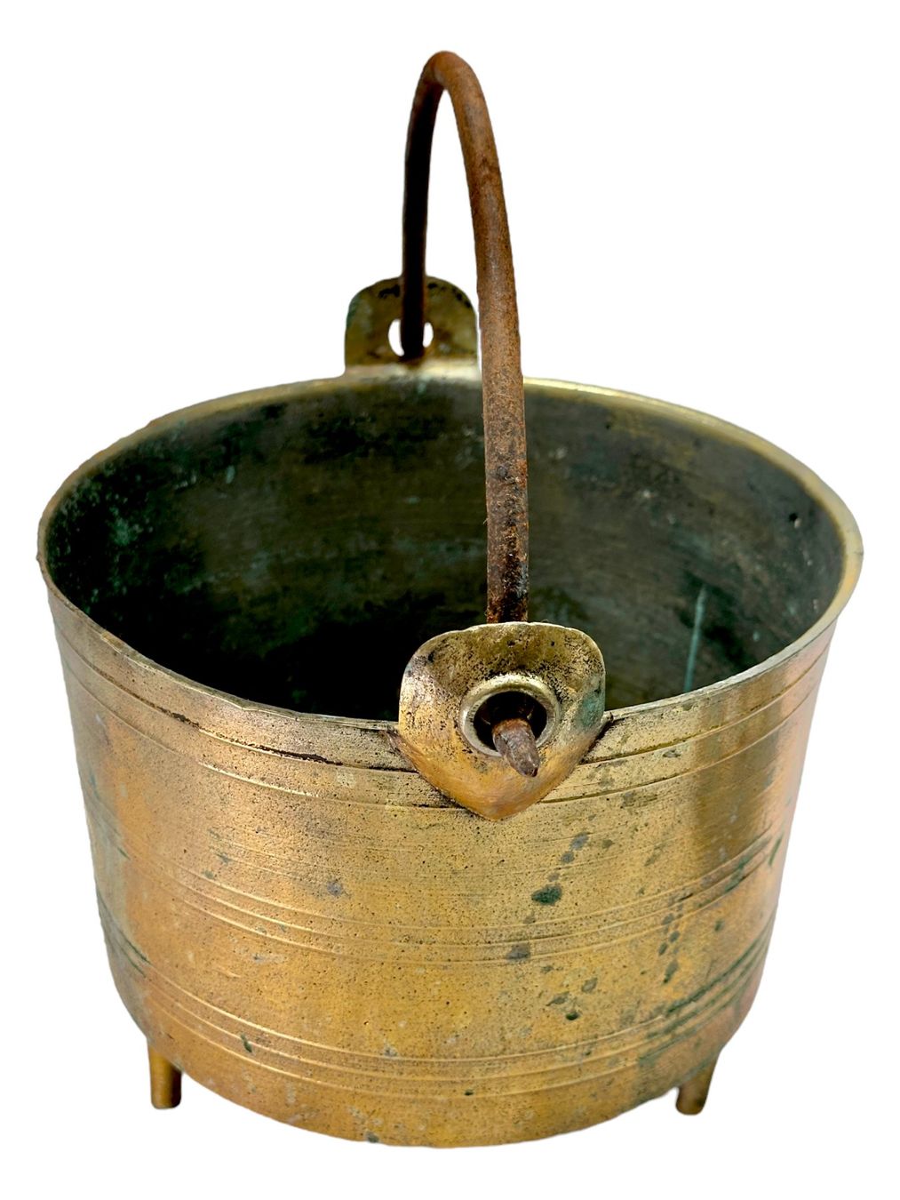 Pentole: Ancienne marmite tripode en bronze avec pieds et anse – Usato da Morges venduto da Auct 4