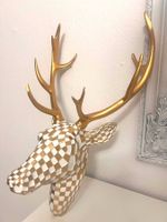 Hirsch Hirschgeweih gold weiss Art Deco NEU