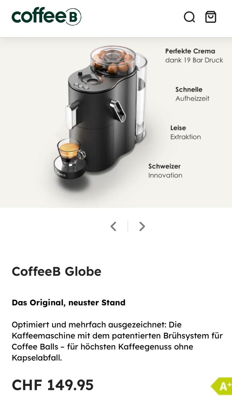 Coffee B Macchine per caffè & Macchine per espresso: NEU! CoffeeB Globe Kaffeemaschine + Kaffeeballs – Nuovo e nell'imballaggio originale da Schönenwerd venduto da d.chiara 9