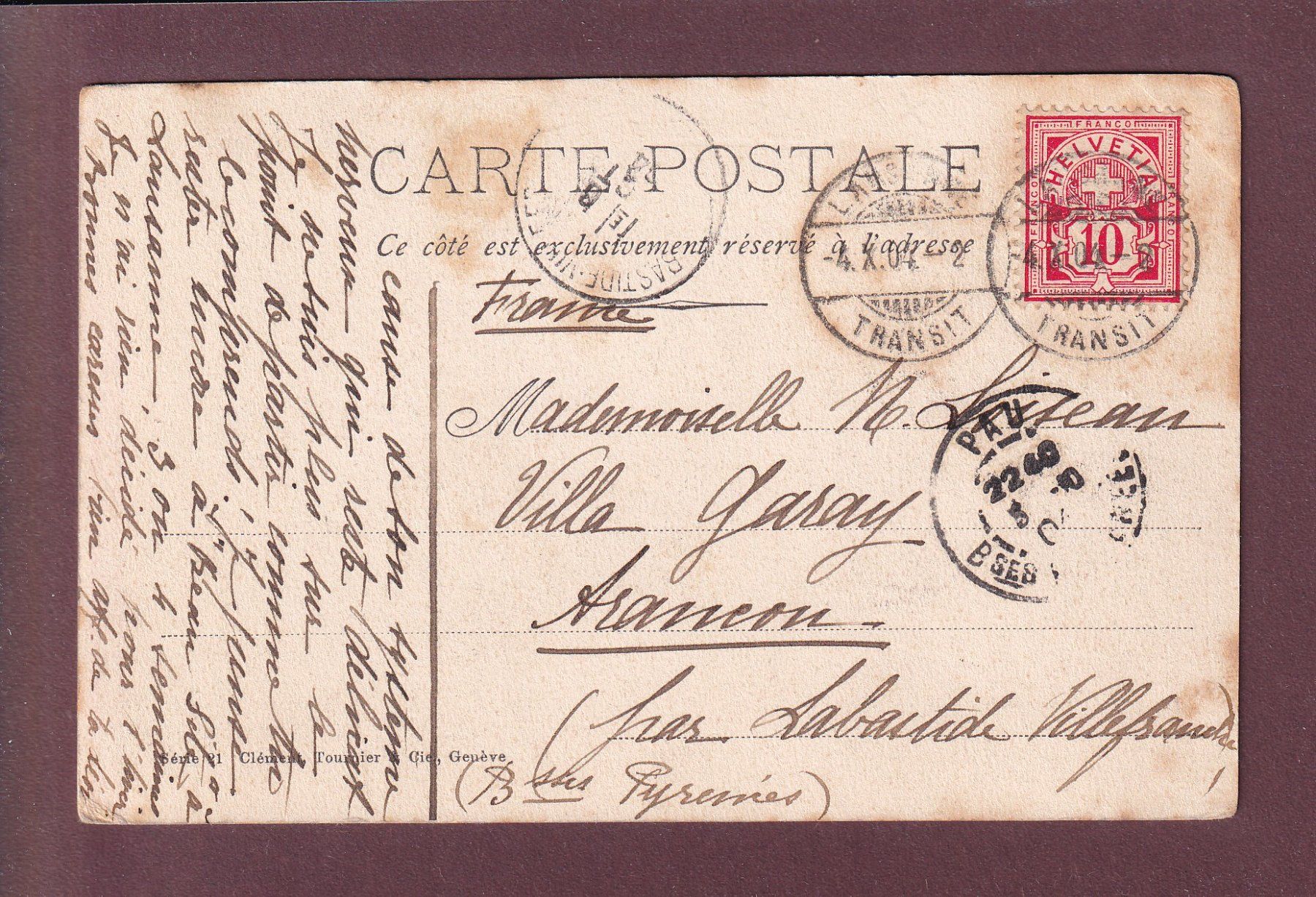 Cartoline postali: PAYSAGE DES ALPES - 1904 – Usato da Pully venduto da nicecards 1