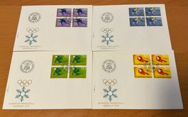 FDC Liechtenstein Satz und Viererblock Olympia 1975