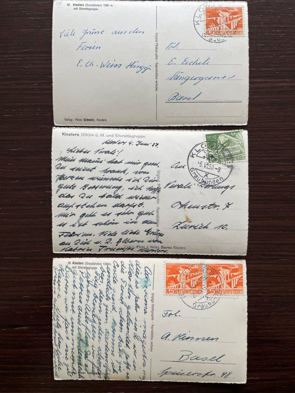 Cartoline postali: KLOSTERS 9 Ansichtskarten mit Bahnhof & Silvretta (-gruppe) – Usato da Wald ZH venduto da TLILEF 4