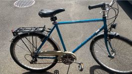 Fahrrad mit Gepäckträger und Schaltung blaue Farbe