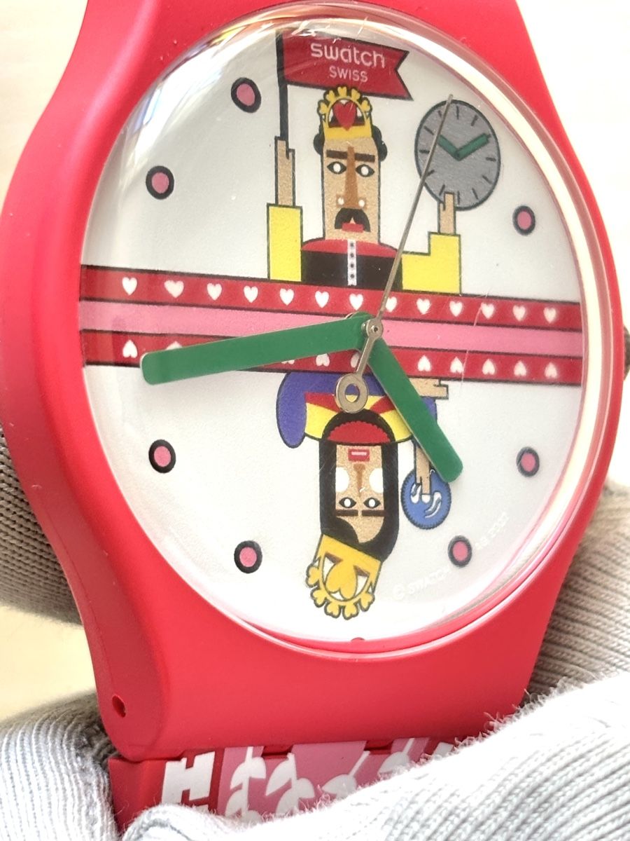 Swatch Orologi: Swatch Uhr Rot mit Motiv  – Usato da Grenchen venduto da chththl 3