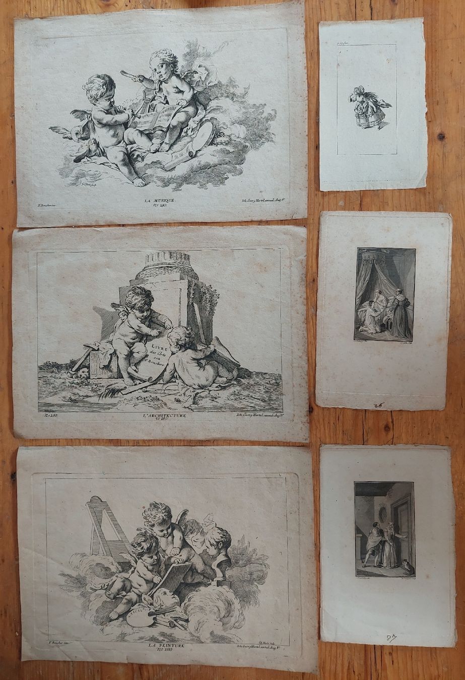 Grafica & Litografie: 6 schöne alte Steindrucke, F. Boucher – Usato da Zürich venduto da Cortin