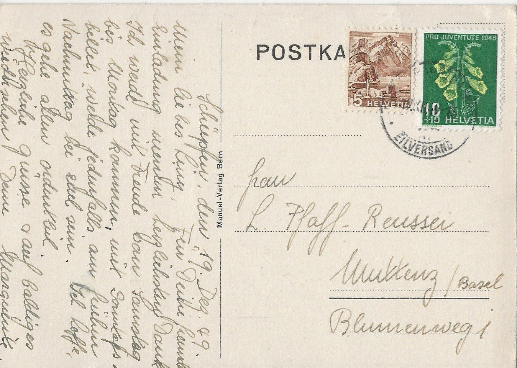 Cartoline postali: Bern,Nydeck-Kirche,Künstler,1949 – Usato da Frauenfeld venduto da Merk52 1