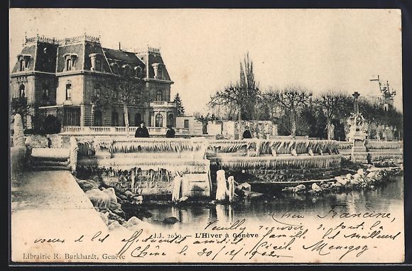 Cartoline postali: AK Genève, Panorama en hiver, 1902 – Usato da Berlin venduto da bartko-reher
