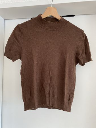 Kurzarm Pullover Benetton braun Stehkragen guter Zustand