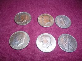 6 x Vintage SILBER US Half Dollar Münzen div. Jahrgänge !!!