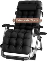 Sonnenliege klappbar extra gross 200 kg mit Kissen Schwarz
