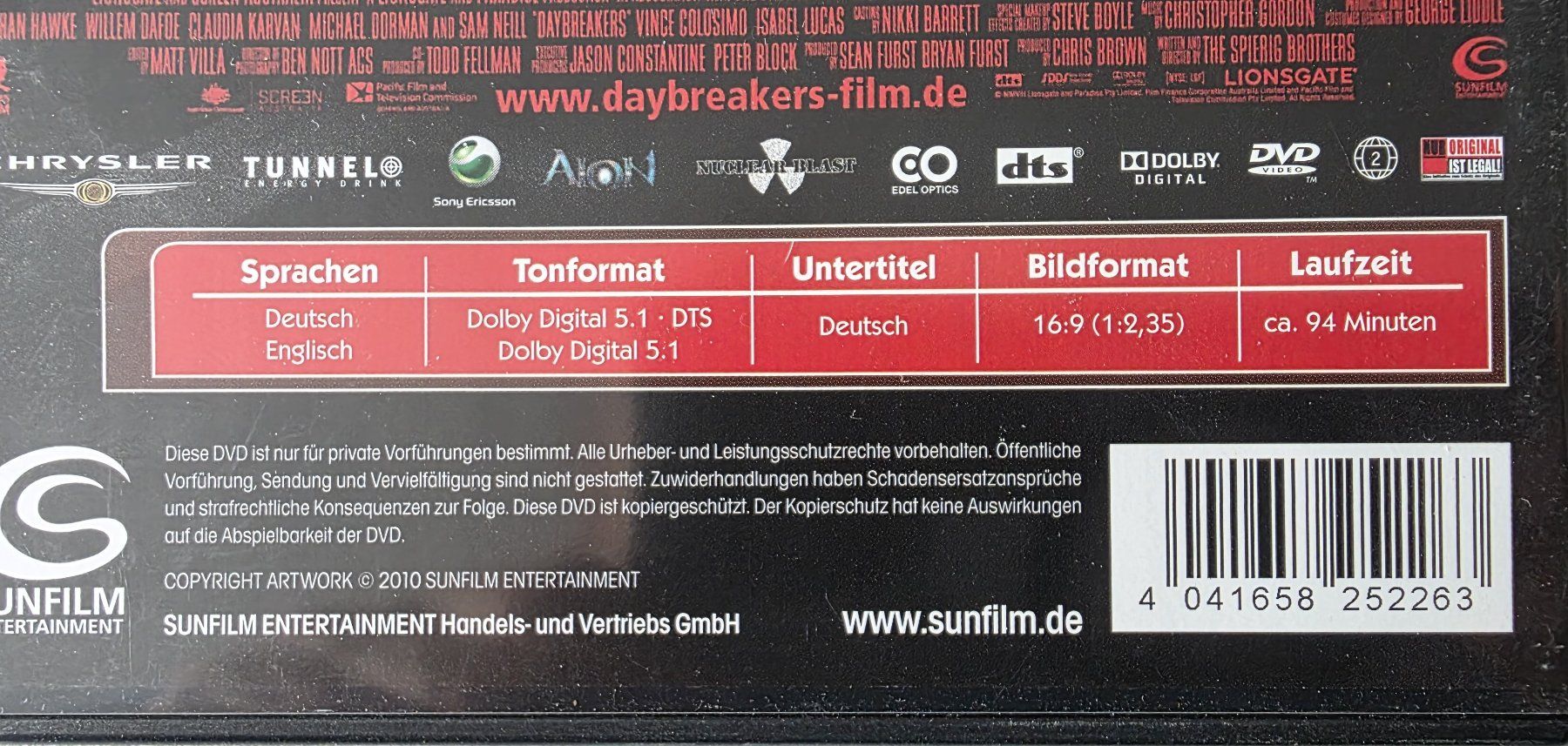Tutti i DVDs: DVD / Daybreakers - Ethan Hawke – Usato da Oetwil am See venduto da fineli2 1