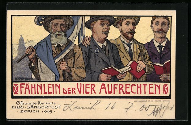 Ansichtskarten: Zürich, Eidg. Sängerfest 1905, 1905 – Gebraucht aus Berlin von bartko-reher