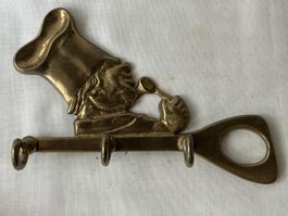 Messing Kleiderhaken Koch Vintage mit 3 Haken