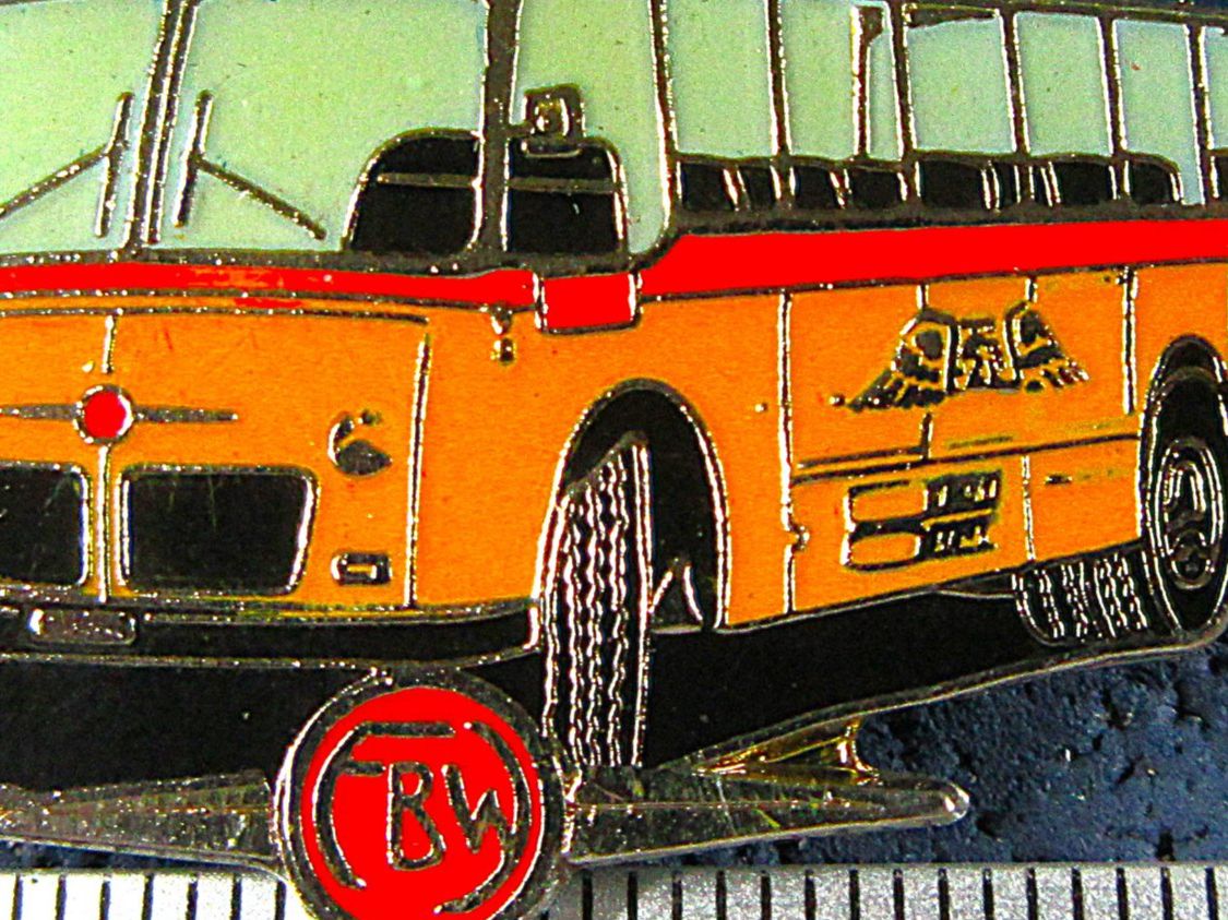 Swiss Placchette & Badge: FBW POSTAUTO PTT SCHWEIZ PIN GLASIERT – Usato da Ettingen venduto da Hausi4711 1