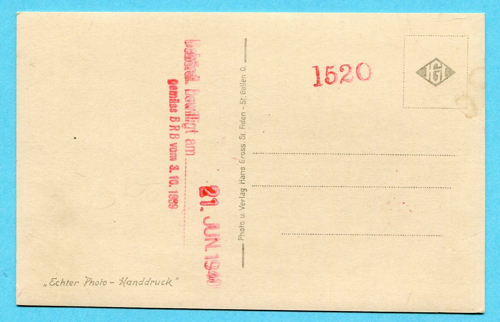 Cartoline postali: Berg - SG 1939 – Usato da Opfikon venduto da Prophila 1