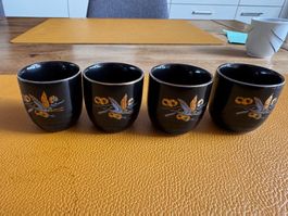 Set de 4 Tasses à Saké Japonaises "Ochoko" - Motif Grue