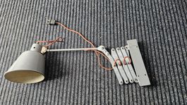 Vintage Industrielle Scherenlampe, Werkstattlampe grau Me...
