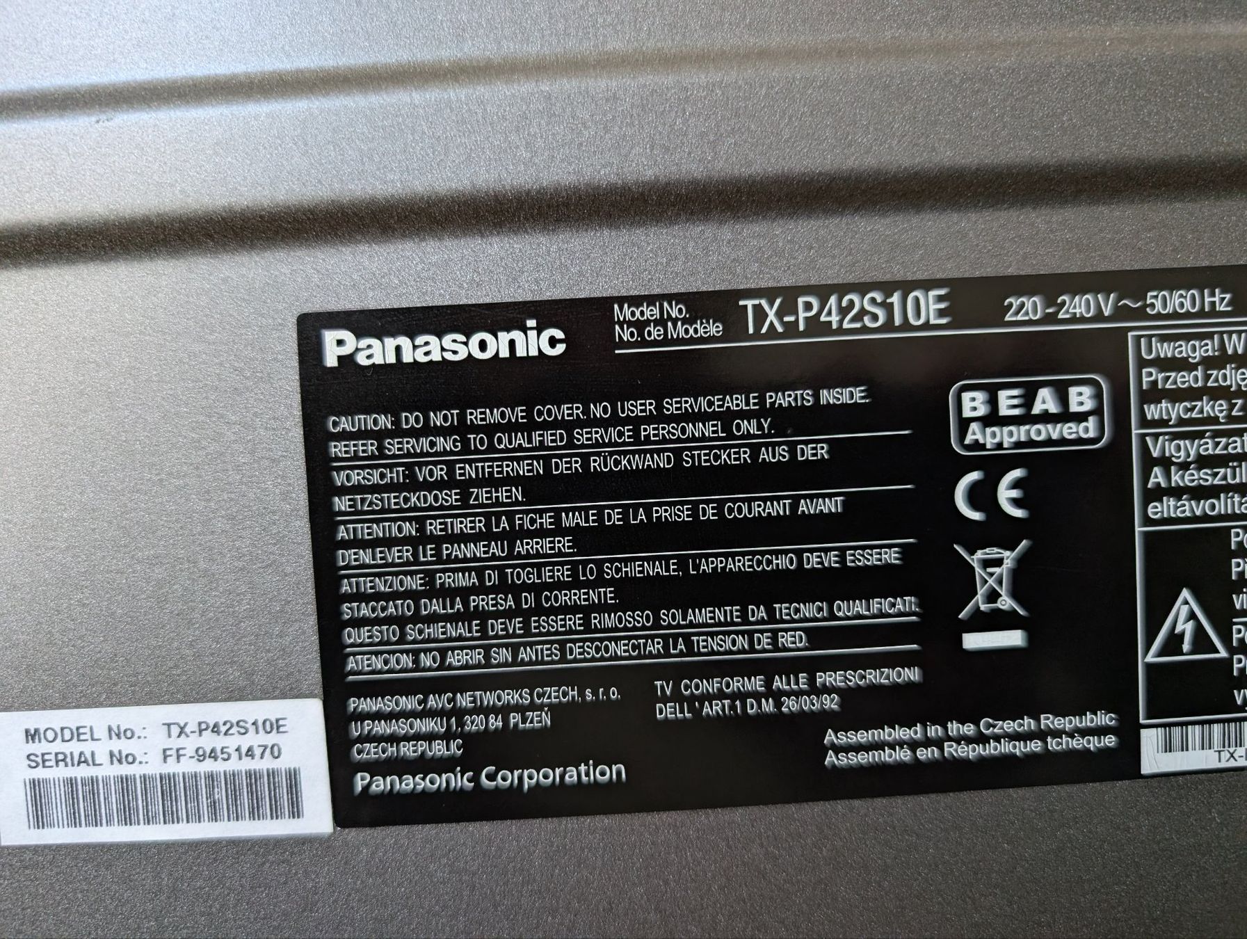 Panasonic Televisori: 42" Plasma Fernseher Panasonic – Usato da Bern venduto da kos_pg2k 2