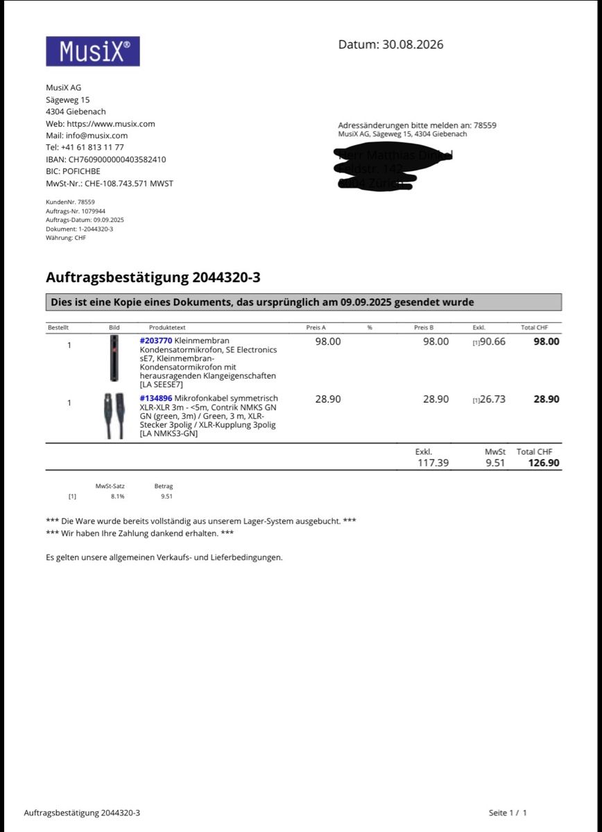 Microfoni: SE Electronics sE7 Mikrofon – Usato da Zürich venduto da mateonen 4