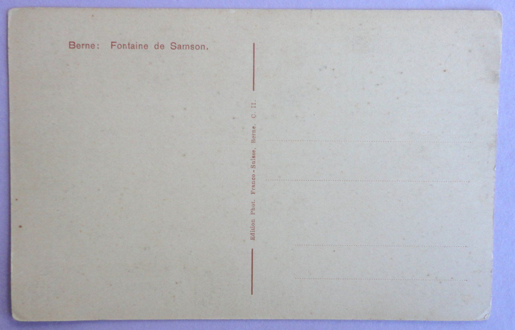 Cartes postales: Bern, Samsonbrunnen – D'occasion à Fétigny par Billy2miny 1